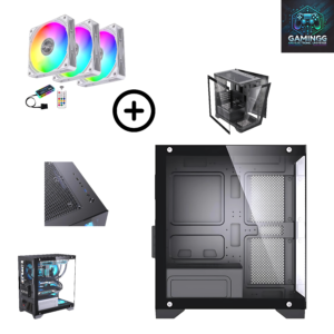 Pack Boîtier Gaming Lovingcool + 5 Ventilateurs RGB Lovingcool 120mm – Performance, Esthétique et Refroidissement Optimal