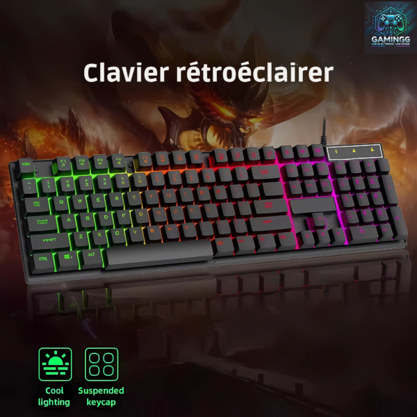 Clavier Gaming 104 Touches RVB – Polyvalence, performance et confort pour une expérience de jeu ultime