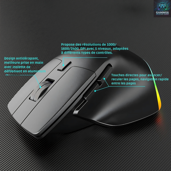 Souris de Jeu Sans Fil Ergonomique F9 – Performances et Confort à Portée de Main