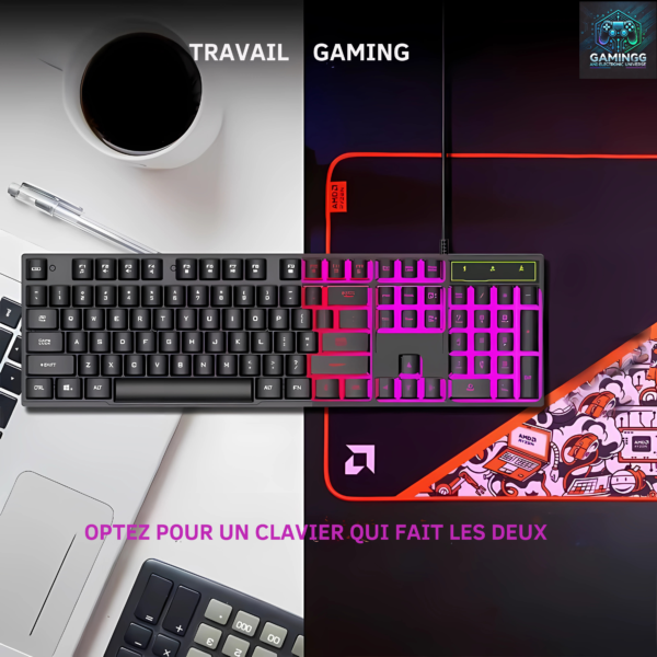 Clavier Gaming 104 Touches RVB – Polyvalence, performance et confort pour une expérience de jeu ultime